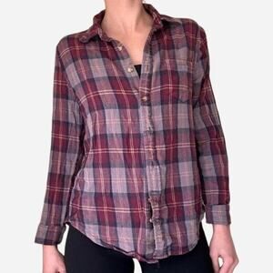 Brandy melville burgundy purple plaid flannel